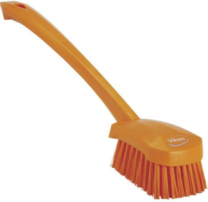 Vikan-41863 Long Handle Brush, 16"L, Stiff - Blue