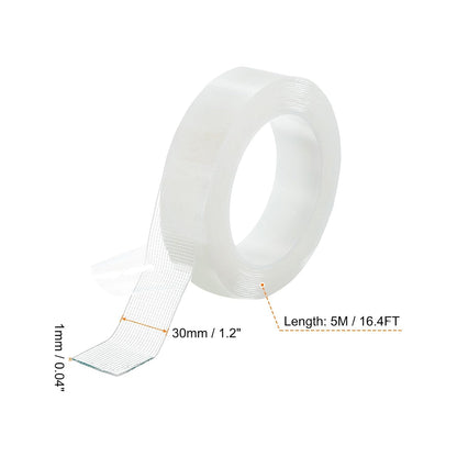 HARFINGTON Double Sided Nano Tape 16.4FT x 1.2" x 0.04" Multipurpose Removable Clear Mounting Tape Washable Waterproof Picture Hanging Adhesive Strips for Walls Carpets Posters