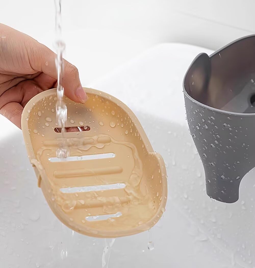 Soap Dish Holder for Shower Bar Double Layer Cute Lotus Shape Adhesive Tray Sink Wall Mounted Shampoo NO-Drilling Self Draining Hanging Saver Rack Plastic Bathroom Bathtub Kitchen，Pink