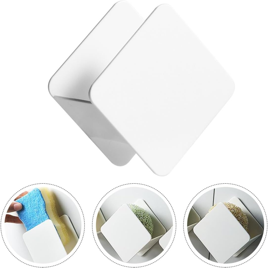Punch-free Wall-mounted Sponge Holder 2pcs Set, Kitchen Sink Drain Rack and Cleaning Cloth Storage Organizer, Draining Sponge Storage Rack for Kitchen Sink