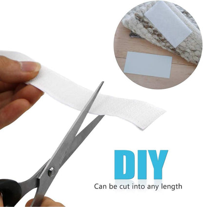 41Ft x 1 Inch Self Adhesive Strips, Heavy Duty Strong Back Sticky Fastening Tape,Nylon Fabric Fastener Mounting Tapes for Sewing, Crafting,DIY- Indoor or Outdoor Use (White)