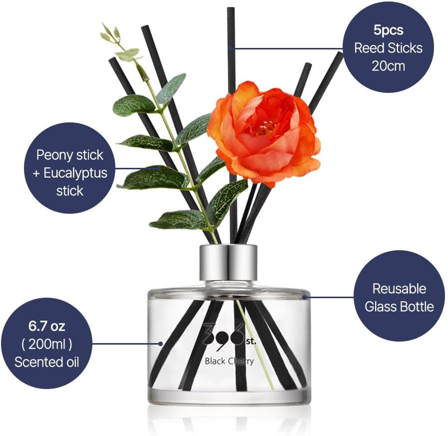 396 st. Rose Flower Reed Diffuser, Vanilla Lavender, 200ml(6.7oz) / Reed Diffuser Sets, Home Fragrance, Scented Oils, Home & Bathroom Décor