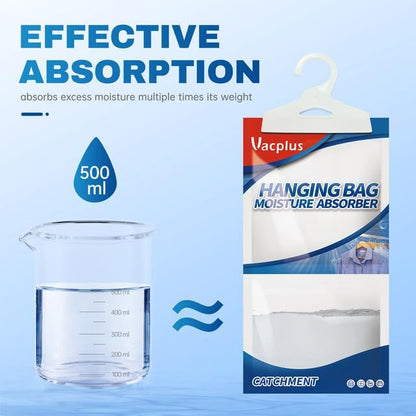 Vacplus Moisture Absorbers Packets, Fragrance Free 5 Pack, Humidity Packs, Dessicant Packets, Hanging Closet Dehumidifier Bags, Odor Eliminator for Bathroom 9.8OZ