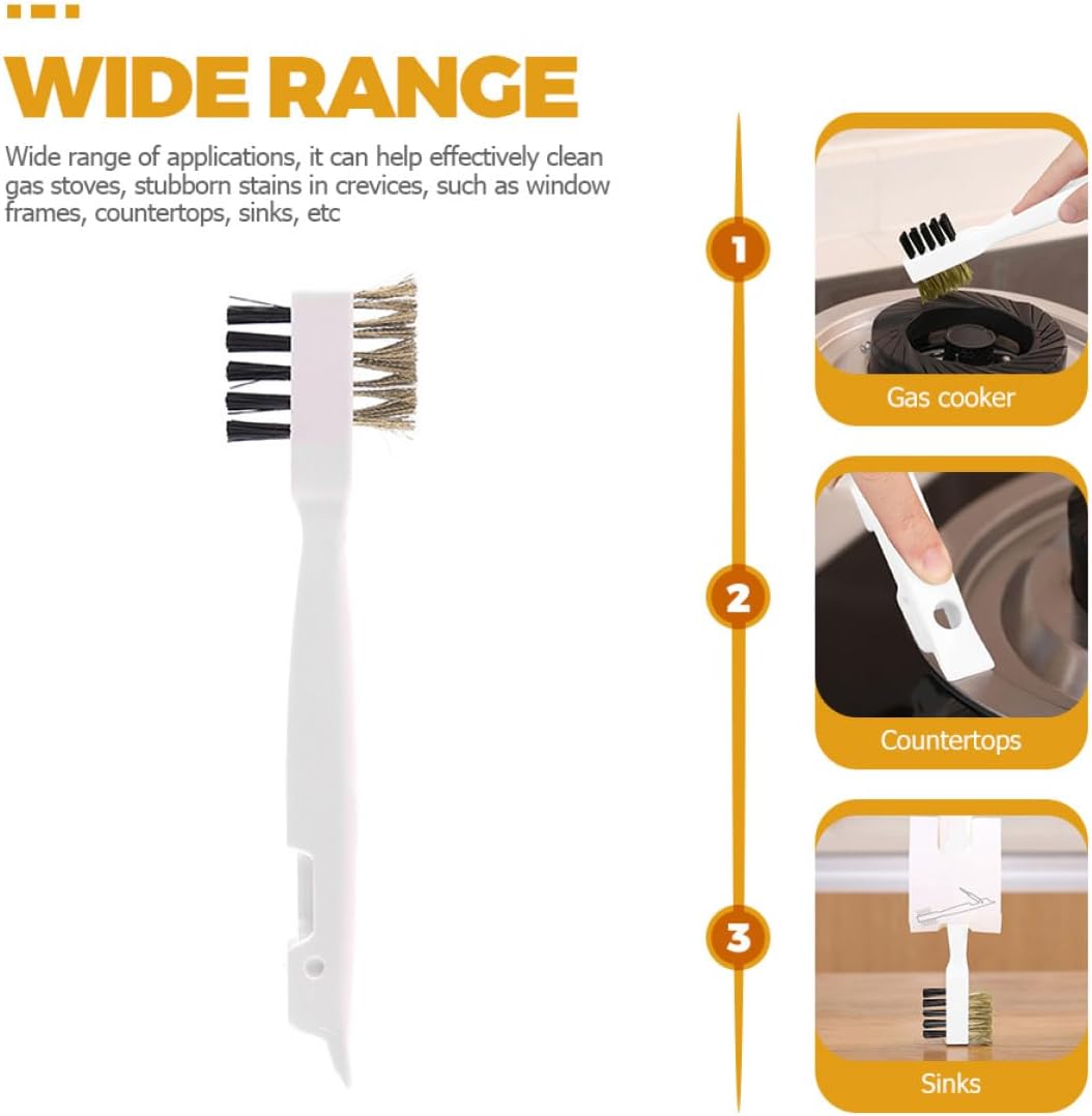 Gas Stove Cleaning Brush and Kitchen Scrub Brush with Brass Wire Bristles for Pot Bottom and Cooktop Crevice Deep Cleaning