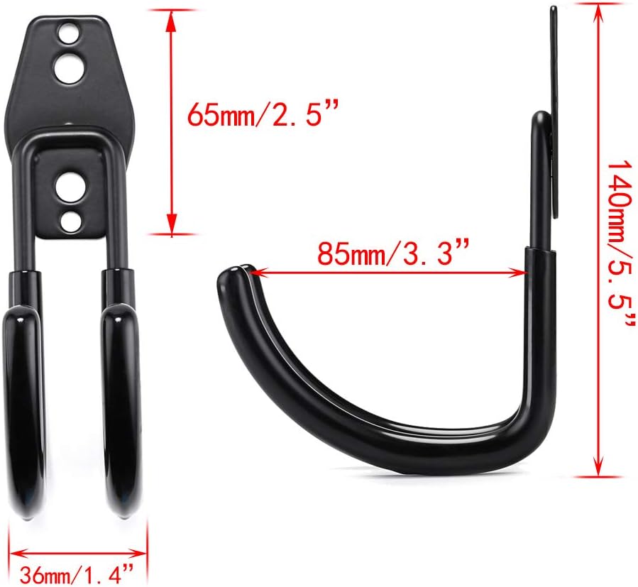 JUXYES Heavy Duty Wall Mounted Garden Pipe Reel Holder - Car and Cord Hanger, Pipe Reel Holder with Screws & Expansion Bolt (Black)