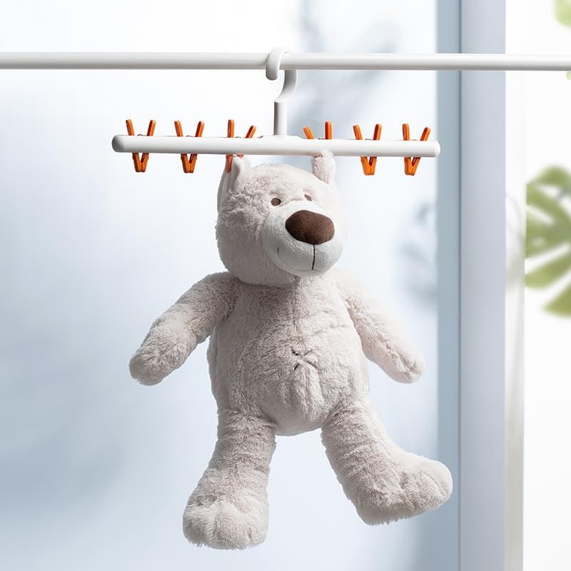 Foshine Clothes Hanger 2 Pack with 8 Clips,Clothes Drying Racks for Drying | Windproof For Drying Socks Bras Underwears Baby Clothes, Hats Scarfs Towels Pants and Gloves Diaper
