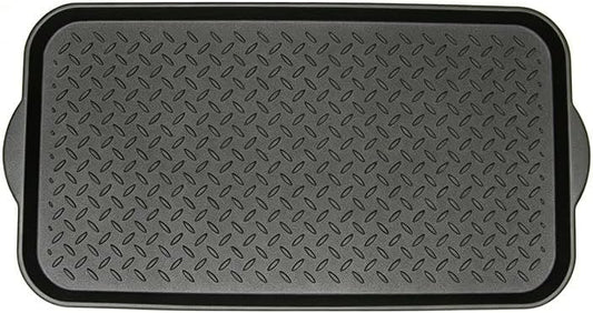 Boot Tray Black Polypropylene Shoe Drip Tray Raised Ridge Design for Indoor Outdoor Entryway
