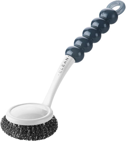 Healeved Kitchen Dish Scrubber with Handle, Small Steel Wire Scrubbing Brush for Pots and Pans, Household Non-Scratch Kitchen Cleaning Brush for Dishwashing and Sink Cleaning