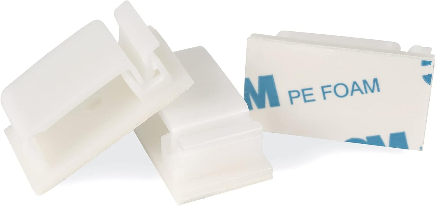 Cable Clips 3M Adhesive, Multipurpose Wire Clamps for Cable Management and Cable Runs - 50 Pack Black Bundled with 10 Reusable Cable Ties