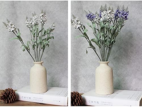Hirdbrote Small Ceramic Vases for Decor, 2-Piece Set - Flower Vases, Modern Farmhouse & Rustic Home Decor, Wedding & Kitchen Centerpiece (5.5' & 4.7' Tall) (White)