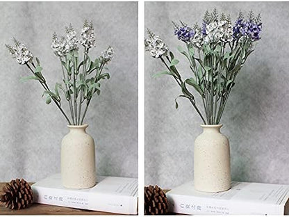 Hirdbrote Small Ceramic Vases for Decor, 2-Piece Set - Flower Vases, Modern Farmhouse & Rustic Home Decor, Wedding & Kitchen Centerpiece (5.5' & 4.7' Tall) (White)