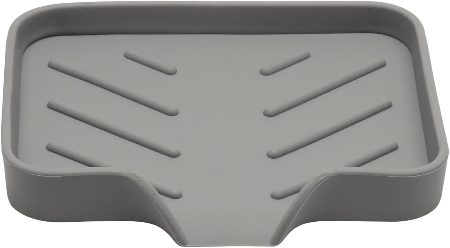 BokWin Silica Gel Soap Dish with Drain, Grey, 4.8x3.5 Inch | 1 Pack, Self Draining Soap Tray, For Shower, Bathroom and Kitchen, Sink Organizer, Bar Soap Holder