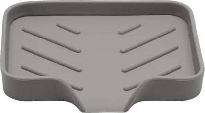 BokWin Silica Gel Soap Dish with Drain, Grey, 4.8x3.5 Inch | 1 Pack, Self Draining Soap Tray, For Shower, Bathroom and Kitchen, Sink Organizer, Bar Soap Holder