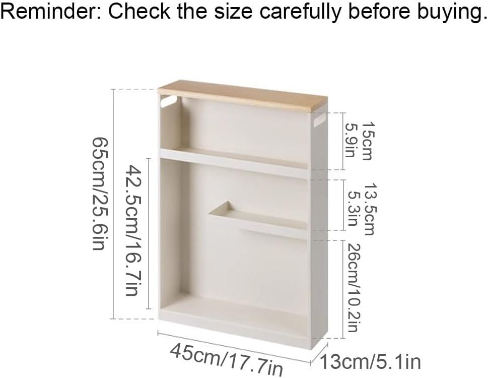 Slim Metal Rolling Cart, Narrow Bathroom Storage Cabinet with Wheels, Small Utility Cart for Kitchen, Bathroom Organizer & Space-Saving Trolley