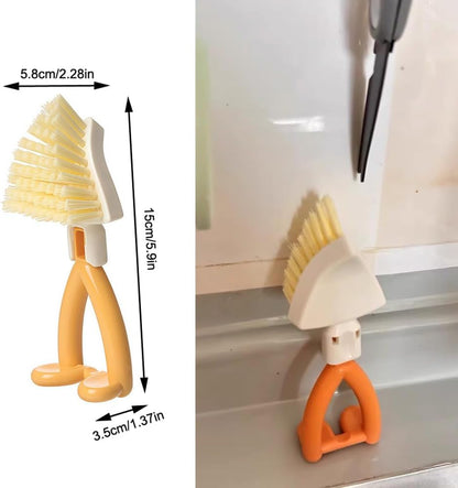 2 Pack Kitchen Cast Iron Brush with Stiff Bristles Portable Small Skillet Scrubber Triangular Dish Brush Crevice Cleaning Brush Kitchen Brushes for Cleaning Pot Sink Stove Camping Cookware