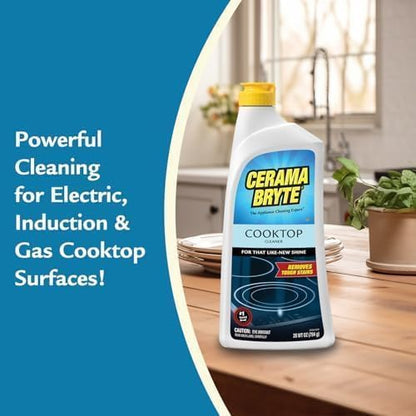 Cerama Bryte Cooktop Cleaner for Glass-Ceramic Surfaces, 18 oz, 2 Pack