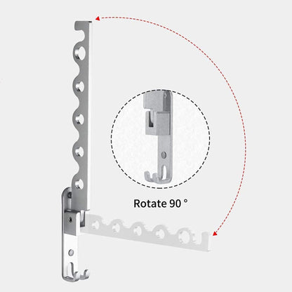 Clothes Drying Rack Wall Mounted Drying Racks for Laundry Room Organization and Storage Clothes Rack，Aluminum Dryer Rack with Two Drying Rods for Hanging Wet and Dry Clothes