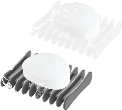 2 Pcs Self Draining Silicone Soap Holder - Waterfall Design Soap Dishes for Bathroom, Keeps Soap Bars Dry & Clean,White