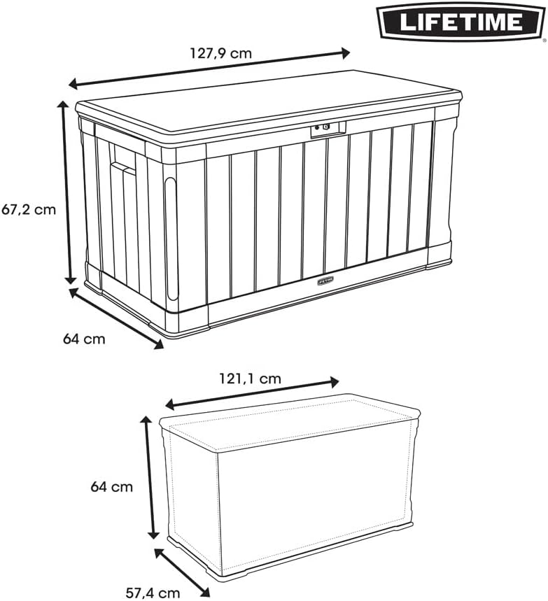 LIFETIME 60012 Extra Large Deck Box, 130 Gallon, Desert Sand/Brown
