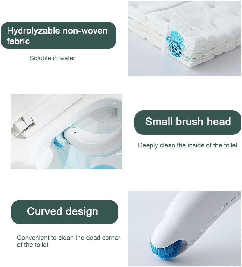 Milltrip Toilet Brush, Toilet Washing System Disposable Toilet Brush Kit with 12pcs Flushable Refills Washing Tool Set