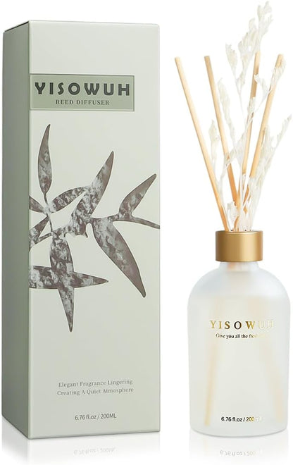 Reed Diffuser - Jasmine Tea - 200ml Reed Diffuser Set with Essential Oils and 8 Reeds, Long-Lasting Fragrance for Home, Bathroom, Bedroom, Room, Decor