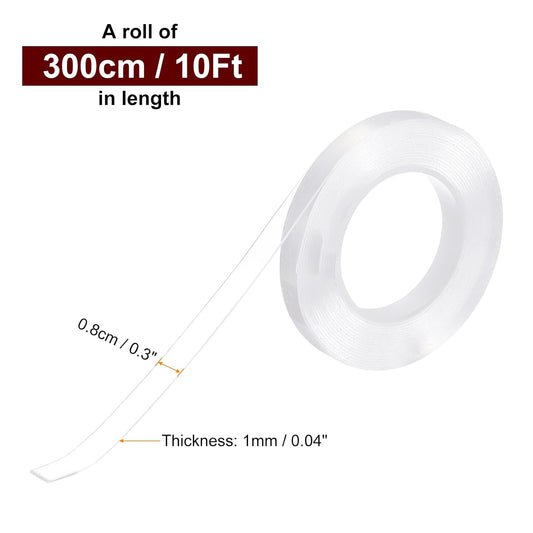 HARFINGTON Double Sided Nano Tape 10FT x 2" x 0.04" Multipurpose Removable Clear Mounting Tape Washable Waterproof Picture Hanging Adhesive Strips for Walls Carpets Posters Decor
