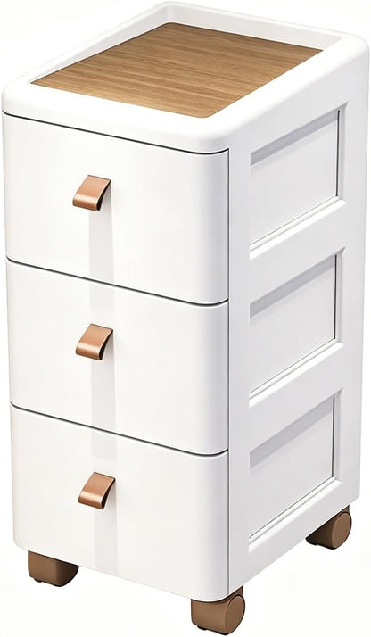 Slim Rolling Storage Cart for Narrow Gaps, 7-Tier Tall Narrow Storage Cabinet with Wheels, Space Saving Organizer for Kitchen, Bathroom, Laundry(A,30cm/11.8in 3-Tier)