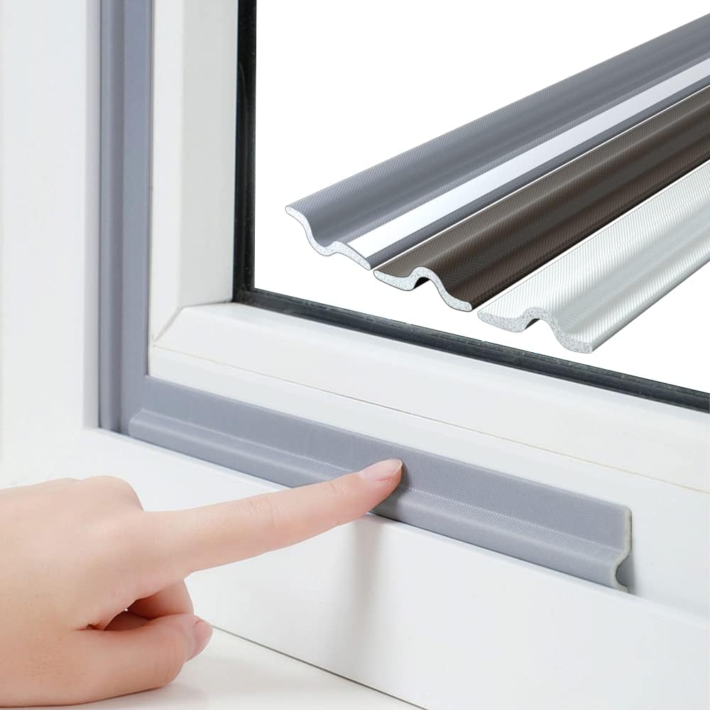 26 Feet Window Draft Stopper Foam Seal Strip Self Adhesive, Window Insulation and Door Side Weather Stripping Soundproof, Door Bottom Sweep Noise Gap Blocker (White)