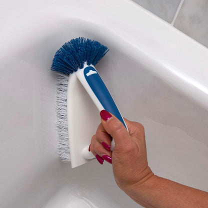 Unger EZ Reach Shower Tub and Tile Scrub Brush, Crevice Bathroom Cleaning Supplies, Non-Scratch Scrubber Tool for Showers, Fixtures, Bathtubs, Drains, Grout, and Marble
