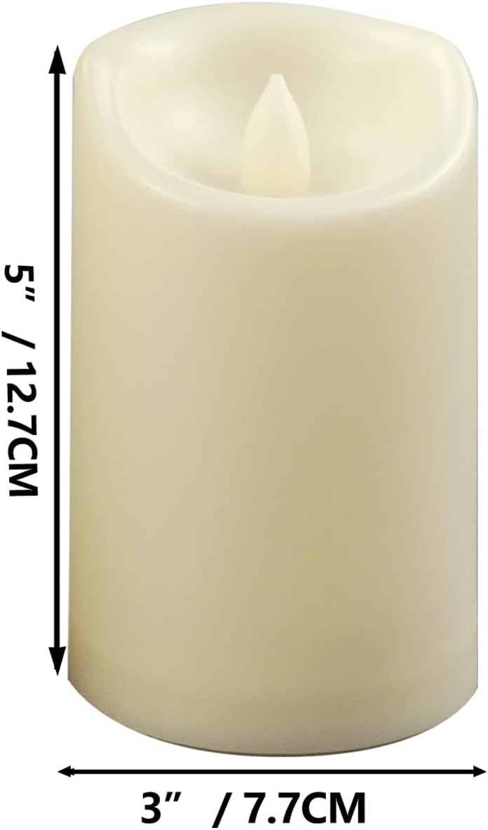 CANDLE CHOICE Waterproof Outdoor Battery Operated Flameless Candles with Remote Timer Plastic Flickering Fake Electric LED Pillars for Lantern Garden Wedding Christmas Decorations 3x4 Inches 3 PCS