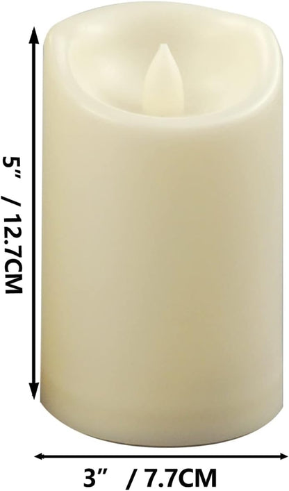 CANDLE CHOICE Waterproof Outdoor Battery Operated Flameless Candles with Remote Timer Plastic Flickering Fake Electric LED Pillars for Lantern Garden Wedding Christmas Decorations 3x4 Inches 3 PCS