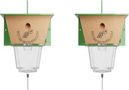 Best Bee Brothers Ultimate Carpenter Bee Trap for Outside | Large Clear External Receptacle, Internal Bee Vault, Spring-Loaded Door, 5.75" L x 6" W x 4.5" H