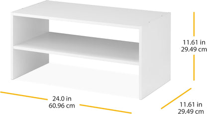 Whitmor Wood Stackable 2-Shelf Shoe Rack, White, 24 inches
