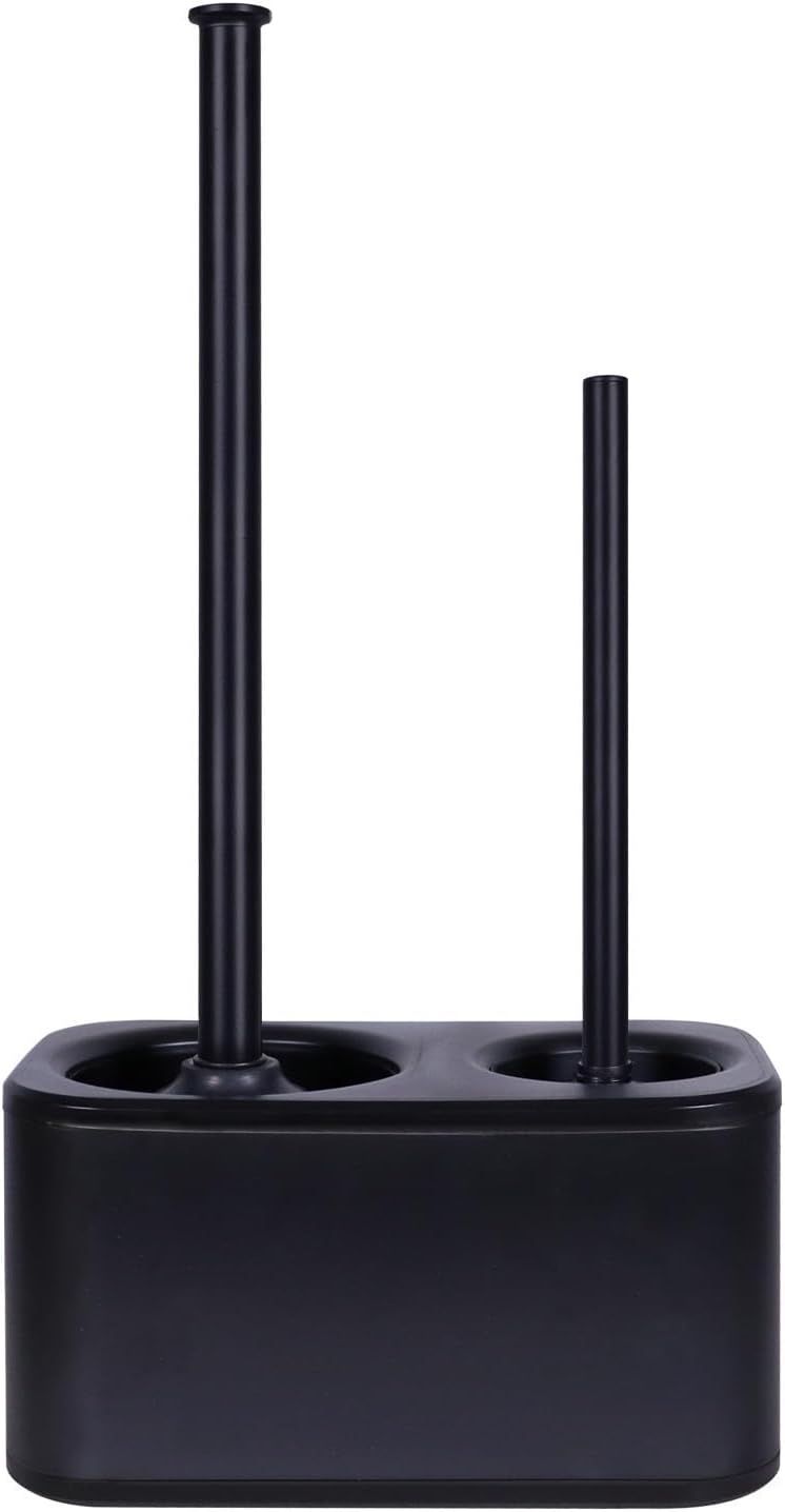 Blue Donuts Toilet Brush and Plunger Set with Holder, Sleek Minimalist Modern Stainless Steel Bathroom Accessories Toilet Plunger and Toilet Bowl Brush Combo