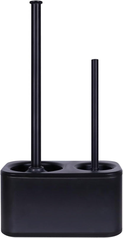 Blue Donuts Toilet Brush and Plunger Set with Holder, Sleek Minimalist Modern Stainless Steel Bathroom Accessories Toilet Plunger and Toilet Bowl Brush Combo