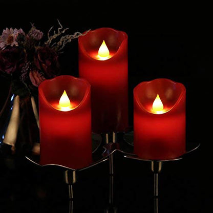 Flameless Flickering LED Battery Candles :Set of 3 Ivory Real Wax Pillar Operated Fake Faux Lights with Remote Control and Timer Function Flicker Candle for Decoration Christmas Votive Garden Outdoor
