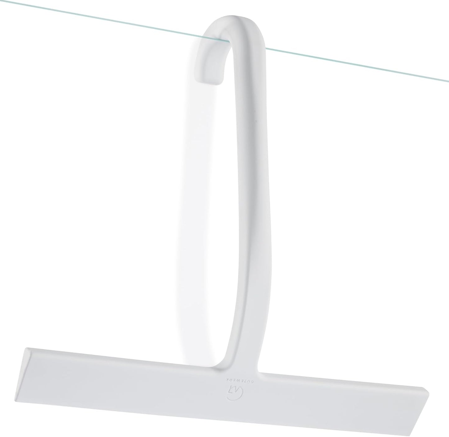 GÜTEWERK Shower Squeegee for Glass Doors – Bathroom Squeegee for Shower Glass & Tile Walls, Streak-Free & No-Squeak Silicone Blade, Stainless Steel Core, Hang Hook + Suction Cup, Black, 10 Inch