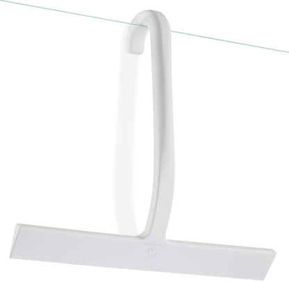 GÜTEWERK Shower Squeegee for Glass Doors – Bathroom Squeegee for Shower Glass & Tile Walls, Streak-Free & No-Squeak Silicone Blade, Stainless Steel Core, Hang Hook + Suction Cup, Black, 10 Inch