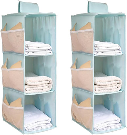 Hanging Closet Organizer, 4-Section Storage Shelves, Oxford Cloth with Mesh Pockets, (Gray, 4 Section)