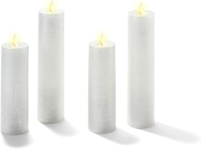 LampLust Realistic Flameless Pillar Candles with Remote, Set of 3, Batteries Included, Real White Wax, 3D Flickering LED Flame, 3 Inch Pillar Candles, Spring Decor, Centerpieces for Tables