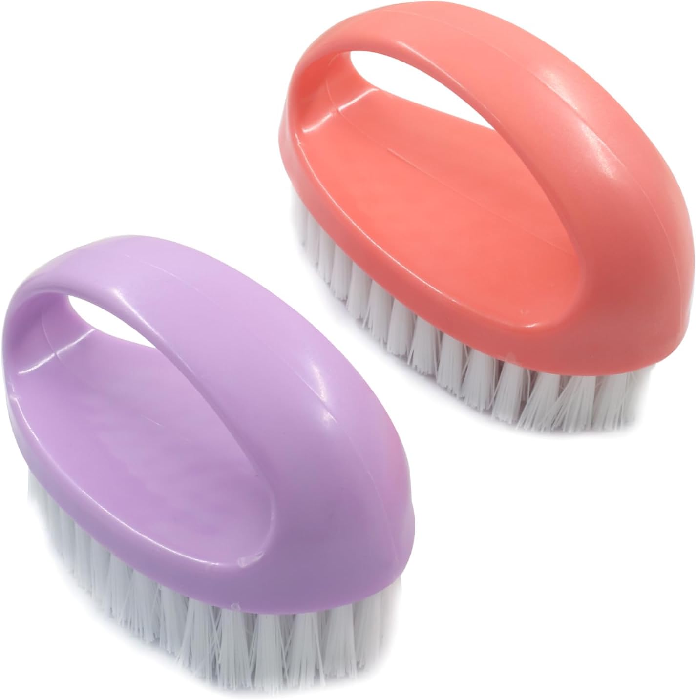 BokWin 2-Pack Heavy-Duty Scrubbing Brushes for Cleaning with Stiff Nylon Bristles, Scrubber Cleaner Brush for Tile, Bathtub, Sink & Kitchen Surfaces, Comfort Grip Handle (Purple and Pink)