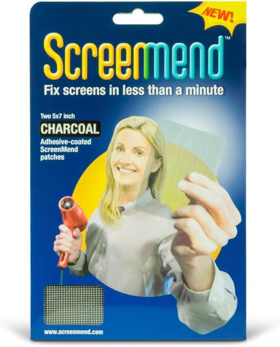 Screenmend 857101004532 Screen Repair Patch Charcoal Fiberglass 5" W X 7" L Charcoal