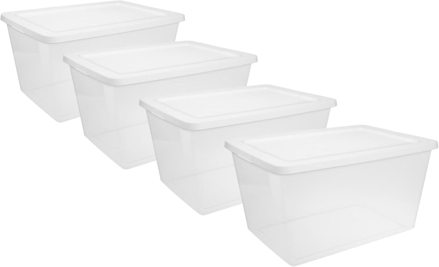 41 Quart Under Bed Storage Bins with Snap-On Lids, 2-Pack, Clear Plastic Stackable Tote Boxes, Closet Storage for Clothes Storage & Bedroom Organization