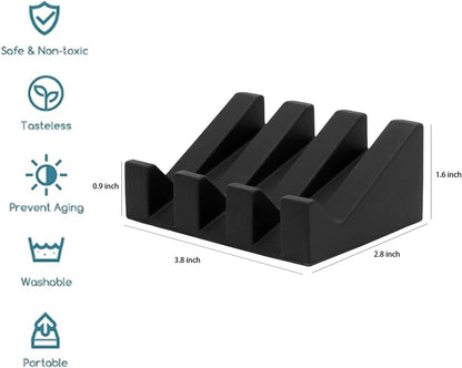 Silicone Soap Dish, Bar Soap Holder for Shower Bathroom, Kitchen, Bathtub, Self Draining Waterfall Drying Tray Keep Soap Bars Dry Clean & Easy Cleaning (Black)