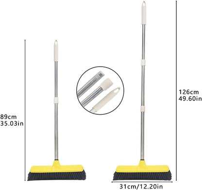 LandHope Heavy Duty Broom, 15.75in Wide Push Broom, 45.67in Long Handle, Adjustable, Floor Sweeper for Indoor Outdoor Commercial Warehouse Home Kitchen Patio Garden Garage