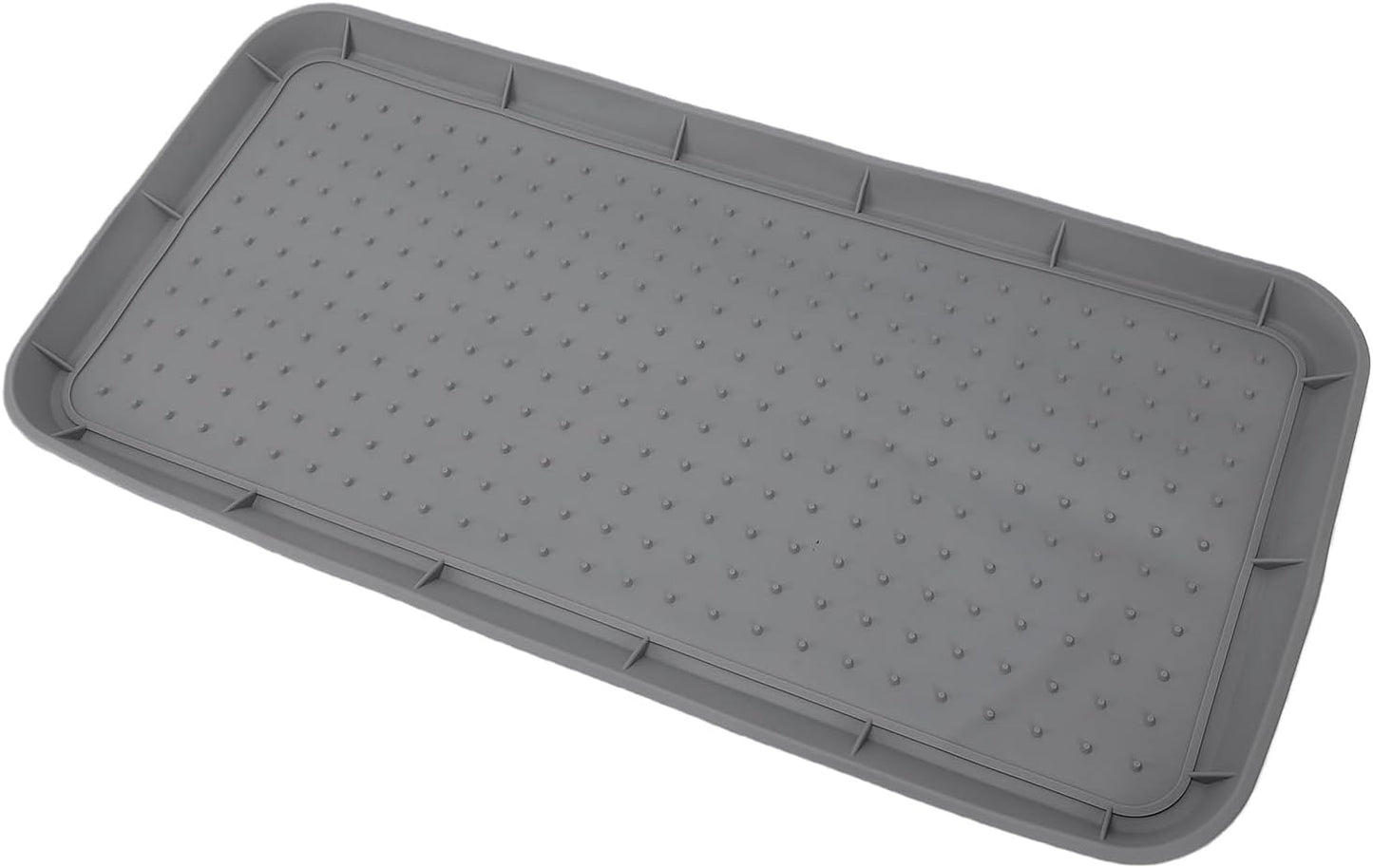 Vikye Silicone Shoe Tray, 30x15 Heavy Duty Boot Mat and Multipurpose Utility Tray with Raised Edges, for Entryway Mudroom Indoor Outdoor Use (Grey)