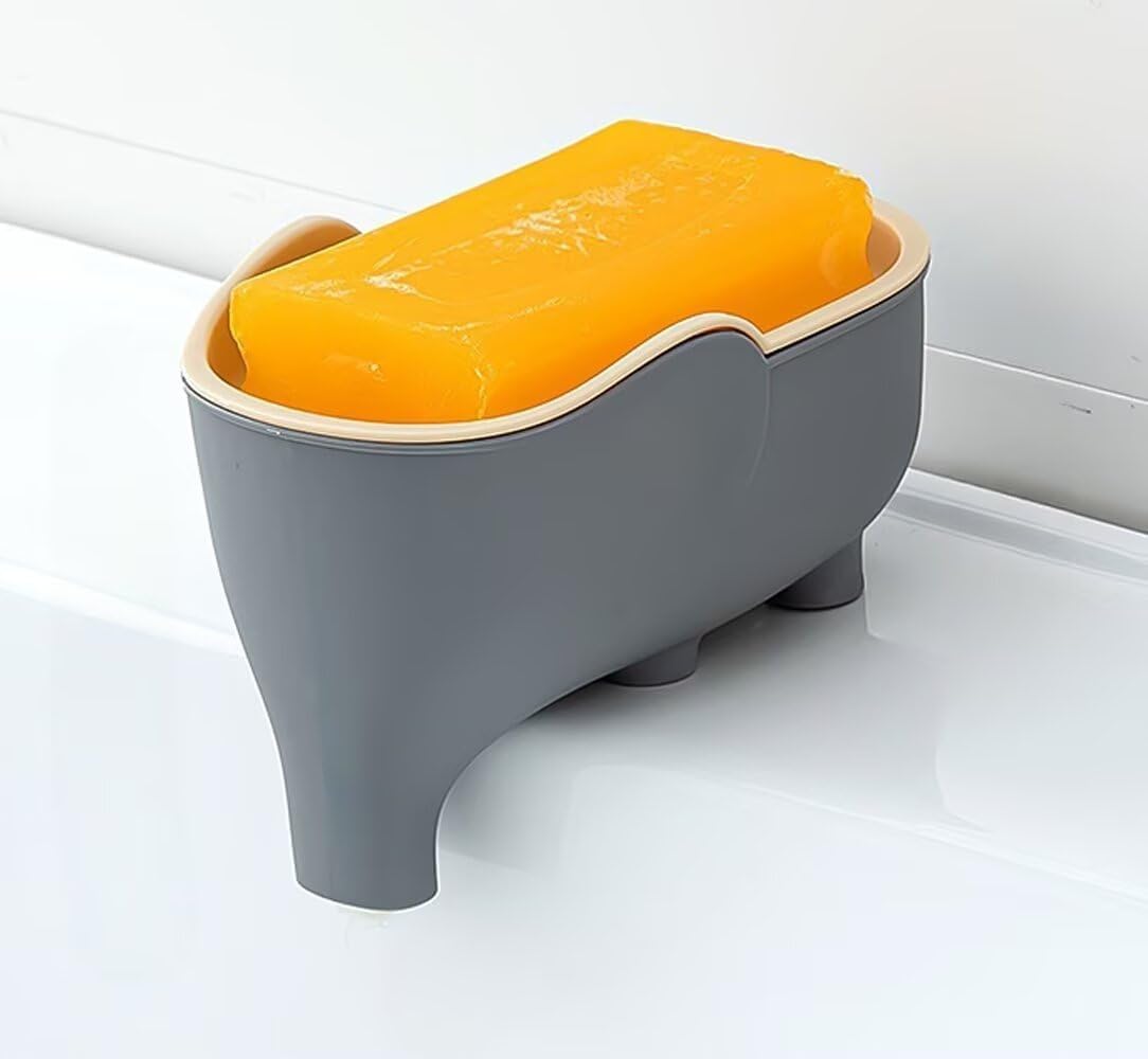 Soap Dish Holder for Shower Bar Double Layer Cute Lotus Shape Adhesive Tray Sink Wall Mounted Shampoo NO-Drilling Self Draining Hanging Saver Rack Plastic Bathroom Bathtub Kitchen，Pink