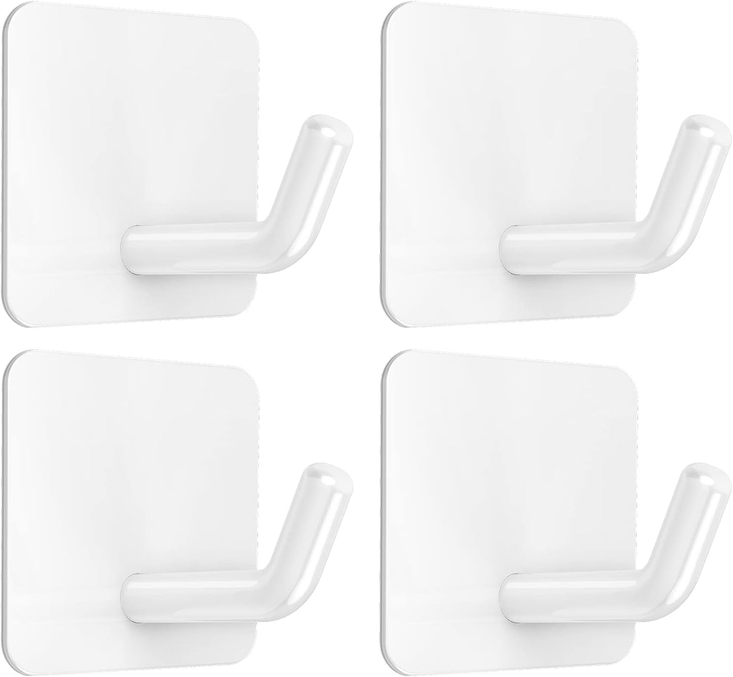VIS'V Adhesive Hooks, Heavy Duty Shower Wall Stick on Hooks, Waterproof, 2 Extra Adhesive Strips, Black, 4 Pcs