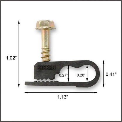 STEREN Coaxial Cable Clips - Cable Holder - Wire Clips - Siding Clips For Hanging - Cord Holder For Desk - Cable Clamps - Cord Clip - Wire Organizer Clips - Tv Mount Screws - Black - 100 Pack