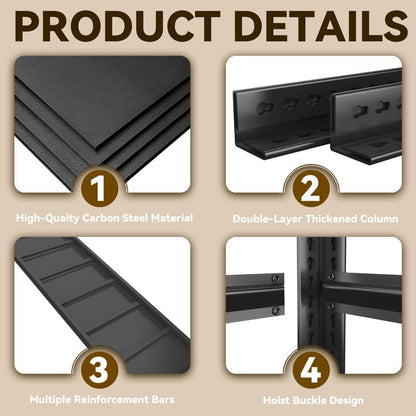 Over Washer and Dryer Shelves, Laundry Room Shelves Adjustable Metal Heavy Duty Freestanding Storage Shelves, Washing Machine Rack for Organization and Storage, Black (Black, 63''H*35.43''W*11.81''D)